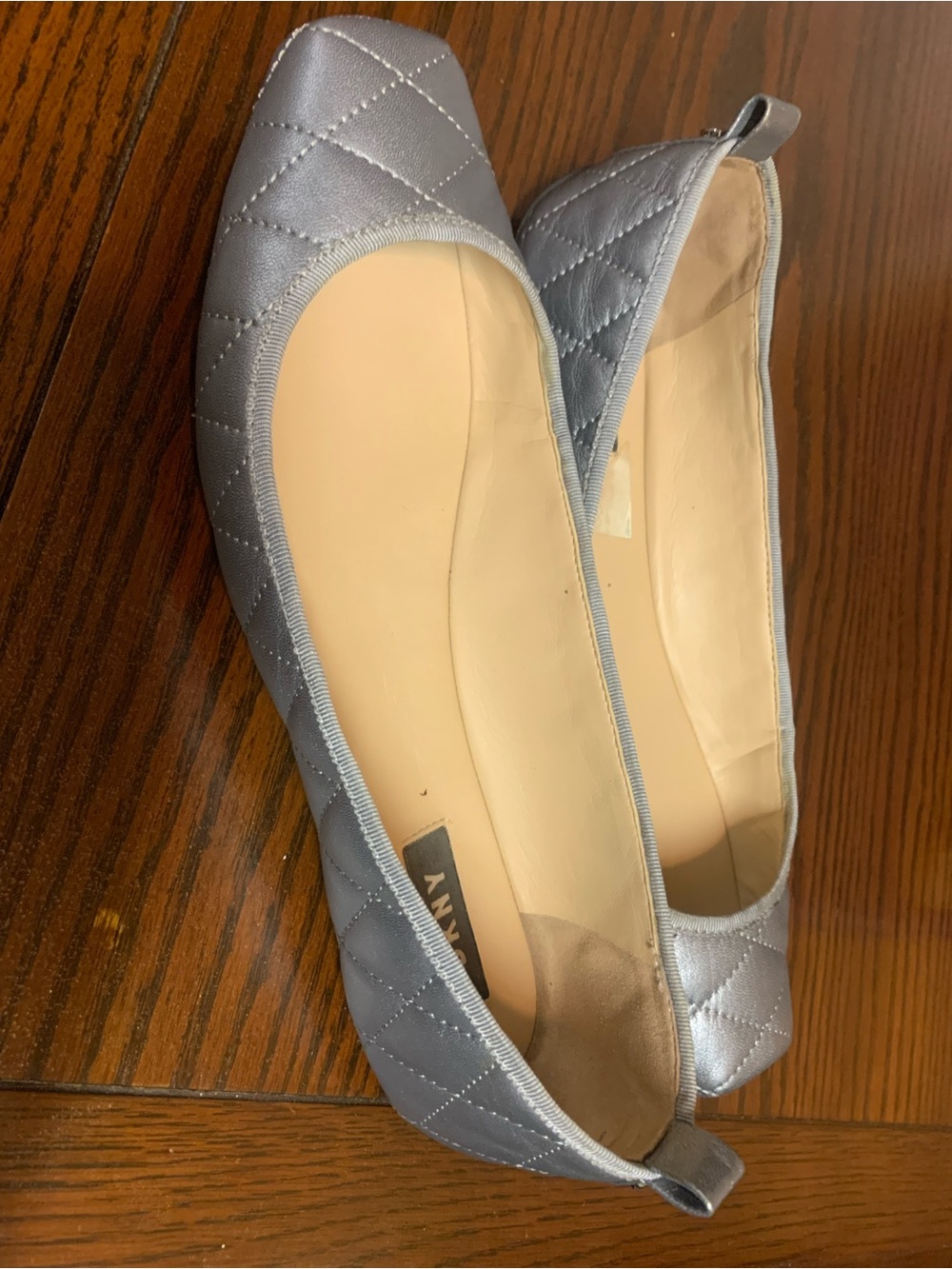 DKNY Quilted Silver-Gray Ballet Flats - Picture 3 of 5